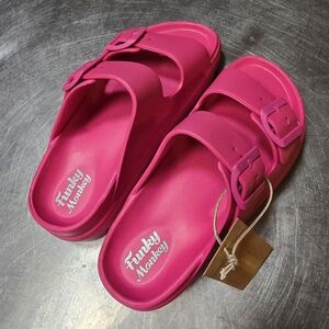 Vibrant Pink Slide Sandals with Flat Sole